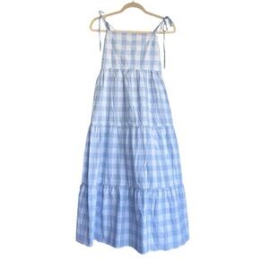 Smocked Gingham Midi Dress